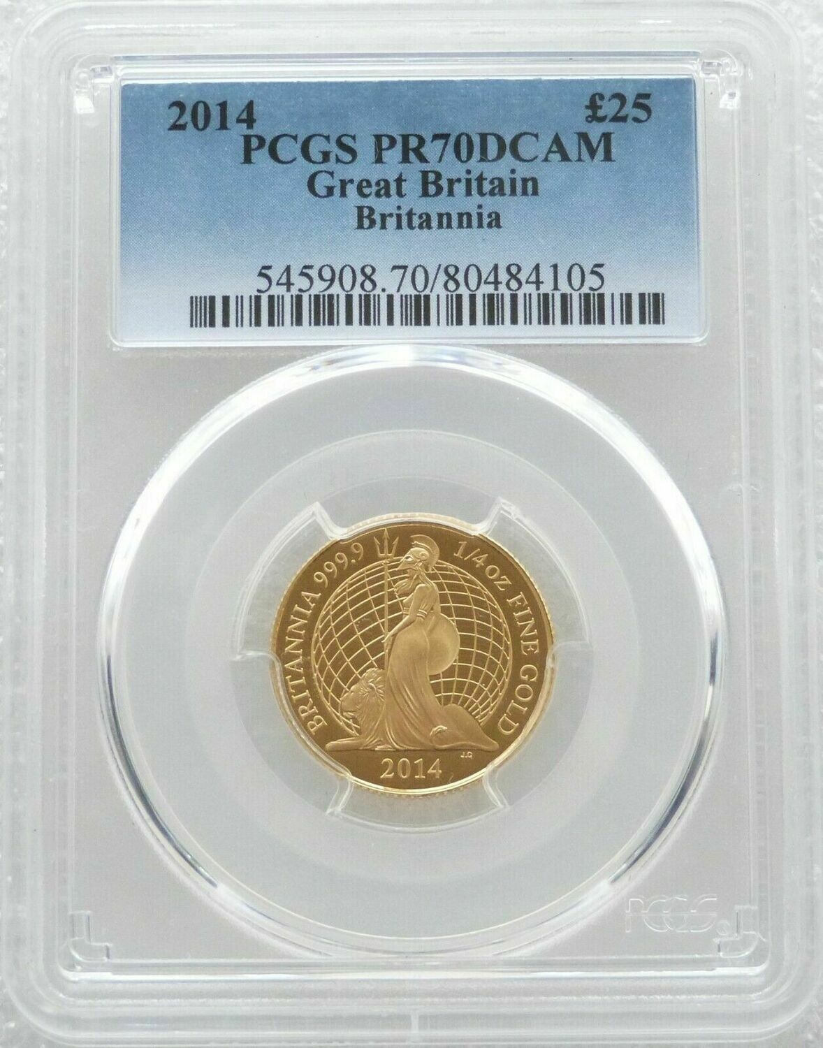 2014 Britannia £25 Gold Proof 1/4oz Coin PCGS PR70 DCAM