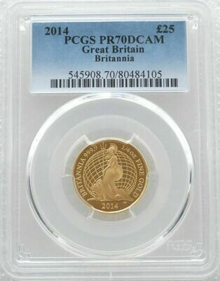 2014 Britannia £25 Gold Proof 1/4oz Coin PCGS PR70 DCAM