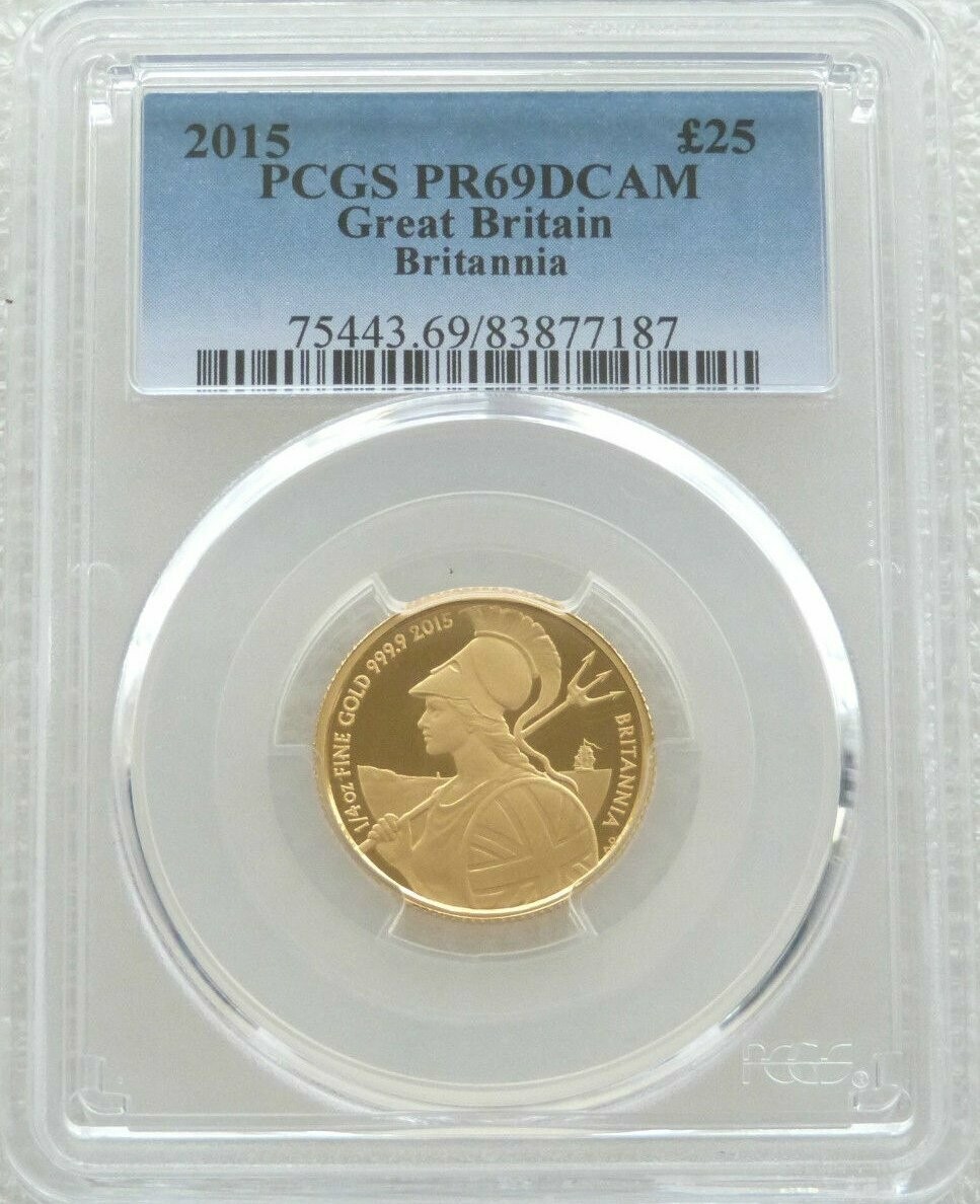 2015 Britannia £25 Gold Proof 1/4oz Coin PCGS PR69 DCAM