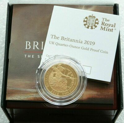 2019 Britannia £25 Gold Proof 1/4oz Coin Box Coa - Mintage 644