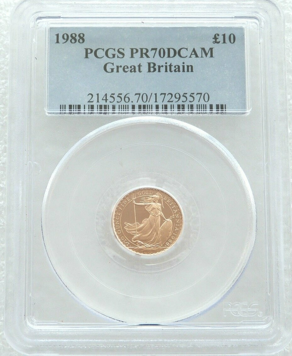 1988 Britannia £10 Gold Proof 1/10oz Coin PCGS PR70 DCAM