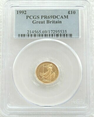 1992 Britannia £10 Gold Proof 1/10oz Coin PCGS PR69 DCAM