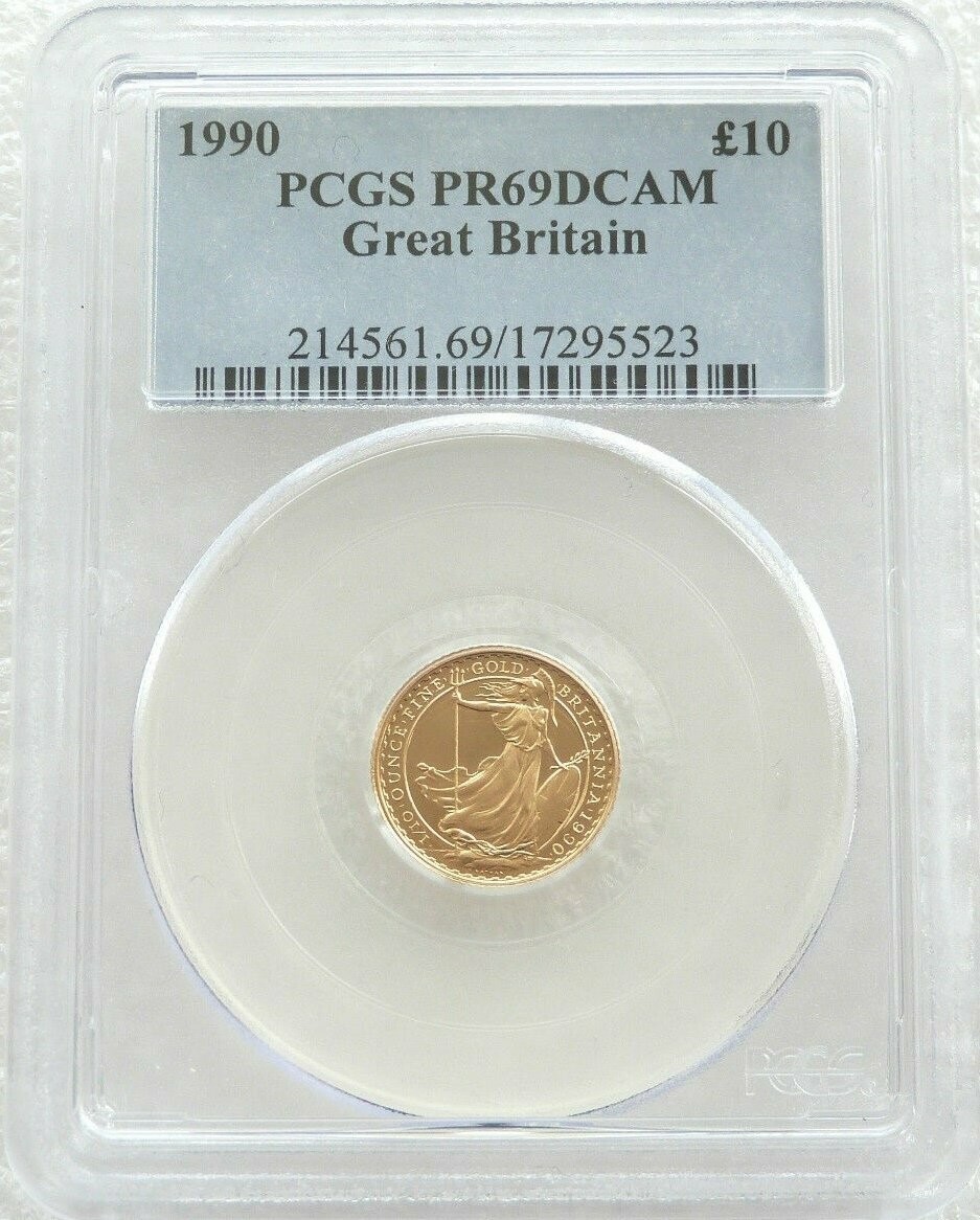 1990 Britannia £10 Gold Proof 1/10oz Coin PCGS PR69 DCAM
