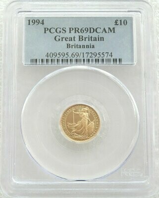 1994 Britannia £10 Gold Proof 1/10oz Coin PCGS PR69 DCAM
