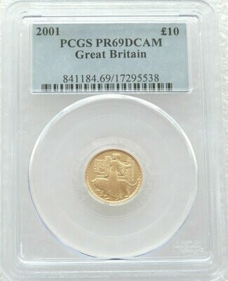 2001 Britannia £10 Gold Proof 1/10oz Coin PCGS PR69 DCAM