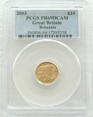 2003 Britannia £10 Gold Proof 1/10oz Coin PCGS PR69 DCAM