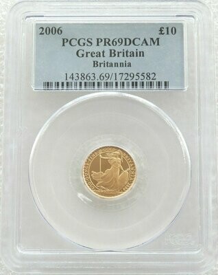 2006 Britannia £10 Gold Proof 1/10oz Coin PCGS PR69 DCAM