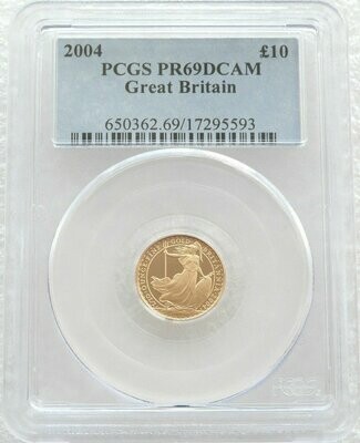 2004 Britannia £10 Gold Proof 1/10oz Coin PCGS PR70 DCAM