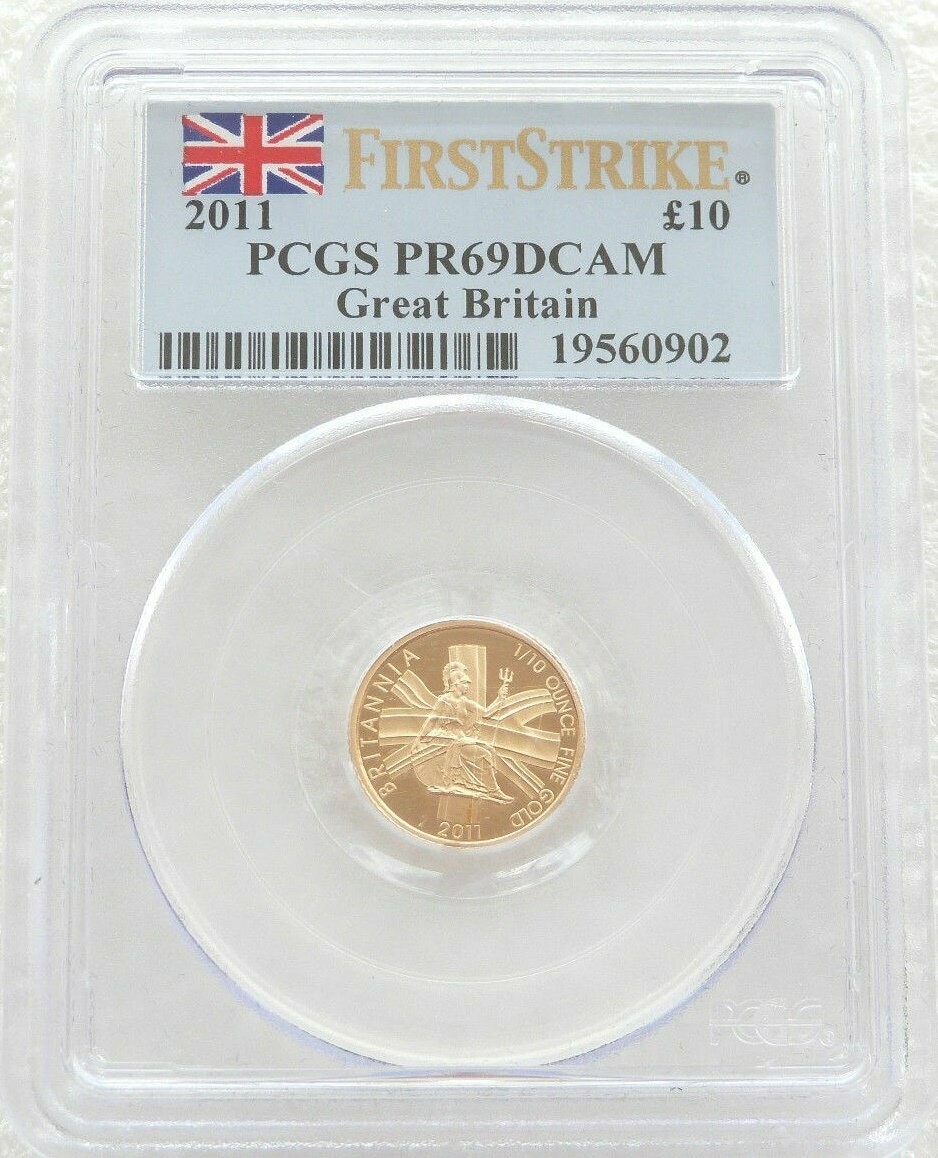 2011 Britannia £10 Gold Proof 1/10oz Coin PCGS PR69 DCAM First Strike