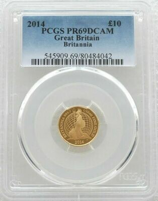 2014 Britannia £10 Gold Proof 1/10oz Coin PCGS PR69 DCAM