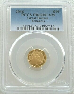2016 Britannia £10 Gold Proof 1/10oz Coin PCGS PR69 DCAM - Mintage 245