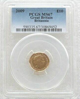 2009 Britannia £10 Gold 1/10oz Coin PCGS MS67