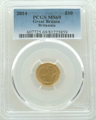 2014 Britannia £10 Gold 1/10oz Coin PCGS MS69