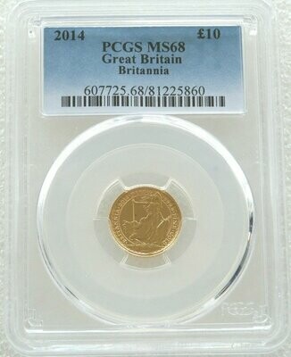 2014 Britannia £10 Gold 1/10oz Coin PCGS MS68
