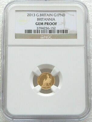 2013 Britannia £1 Gold Proof 1/20oz Coin NGC Gem