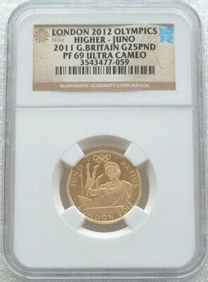 2011 London Olympic Games Higher Juno £25 Gold Proof 1/4oz Coin NGC PF69 UC