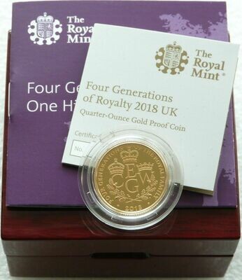 2018 Four Generations of Royalty £25 Gold Proof 1/4oz Coin Box Coa