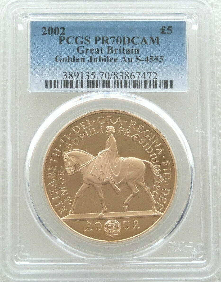 2002 Golden Jubilee £5 Gold Proof Coin PCGS PR70 DCAM