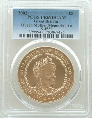 2002 Queen Mother Memorial £5 Gold Proof Coin PCGS PR69 DCAM