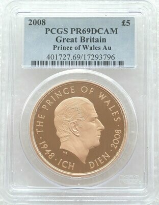 2008 Prince Charles of Wales £5 Gold Proof Coin PCGS PR69 DCAM