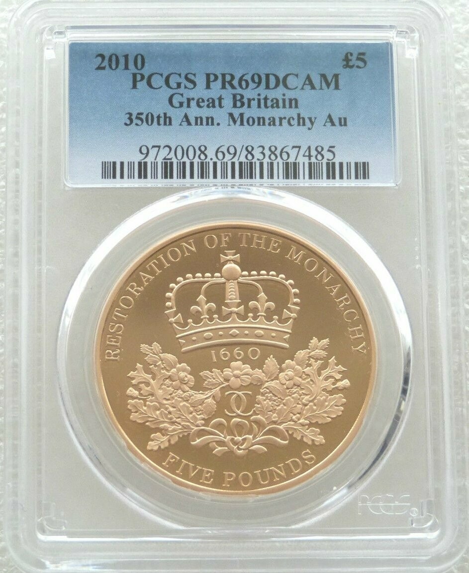 2010 Restoration of the Monarchy £5 Gold Proof Coin PCGS PR69 DCAM
