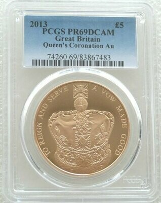 2013 Queens Coronation £5 Gold Proof Coin PCGS PR69 DCAM