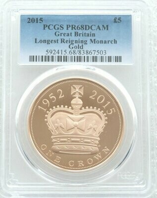 2015 Longest Reigning Monarch £5 Gold Proof Coin PCGS PR68 DCAM