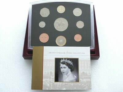2002 Royal Mint Standard Proof 9 Coin Set Box Coa