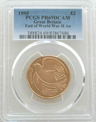 1995 End of Second World War Dove £2 Gold Proof Coin PCGS PR69 DCAM