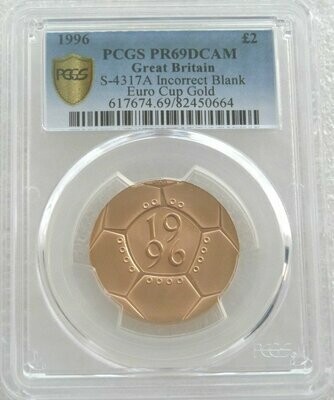 1996 Celebration of Football Mule Mint Error £2 Gold Proof Coin PCGS PR69 DCAM