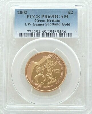 2002 Commonwealth Games Scotland £2 Gold Proof Coin PCGS PR69 DCAM