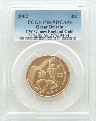 2002 Commonwealth Games England £2 Gold Proof Coin PCGS PR69 DCAM