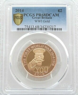 2014 First World War Outbreak Kitchener £2 Gold Proof Coin PCGS PR68 DCAM
