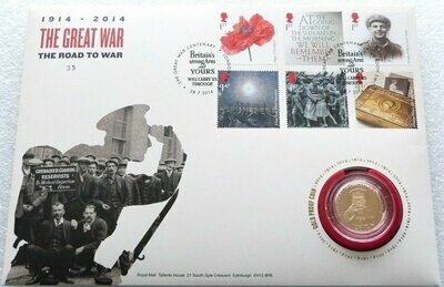 2014 First World War Outbreak Kitchener £2 Gold Proof Coin First Day Cover