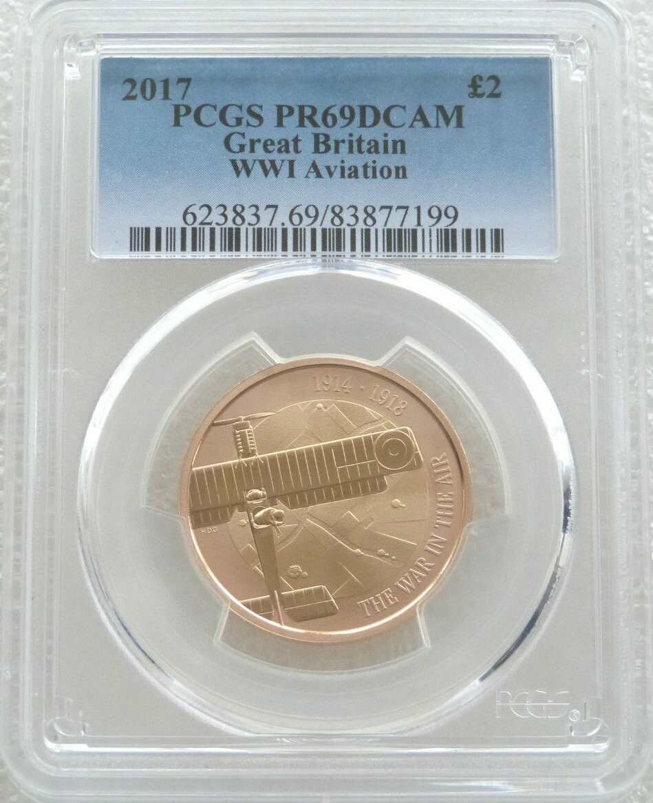 2017 First World War Aviation £2 Gold Proof Coin PCGS PR69 DCAM
