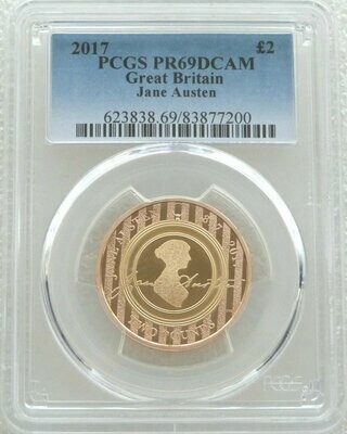 2017 Jane Austen £2 Gold Proof Coin PCGS PR69 DCAM