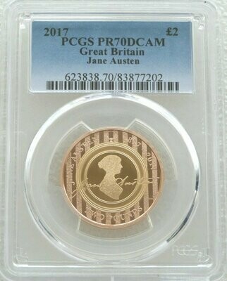 2017 Jane Austen £2 Gold Proof Coin PCGS PR70 DCAM