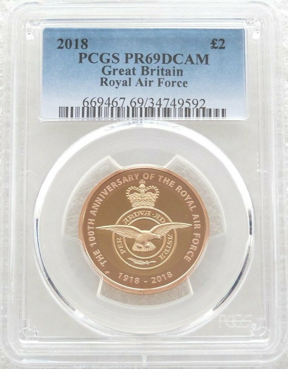 2018 Royal Air Force RAF Emblem £2 Gold Proof Coin PCGS PR69 DCAM