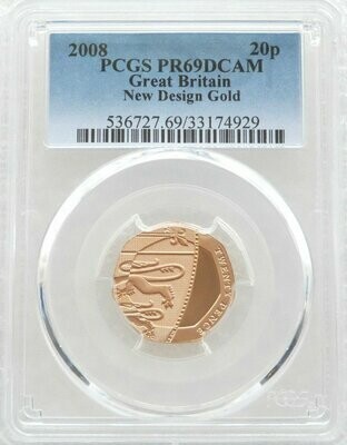 2008 Royal Shield of Arms 20p Gold Proof Coin PCGS PR69 DCAM