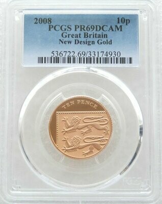 2008 Royal Shield of Arms 10p Gold Proof Coin PCGS PR69 DCAM