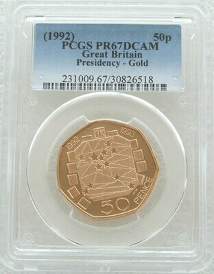 1992 - 1993 European Presidency 50p Gold Proof Coin PCGS PR67 DCAM