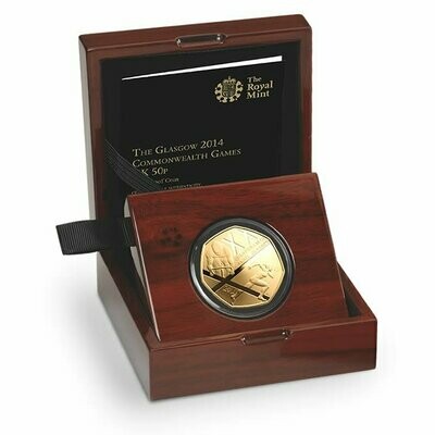 2014 Commonwealth Games Glasgow 50p Gold Proof Coin Box Coa