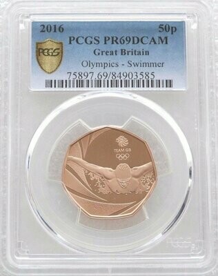 2016 Rio Olympic Games Team GB 50p Gold Proof Coin PCGS PR69 DCAM - Mintage 302