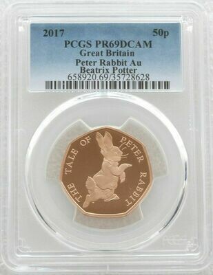 2017 Peter Rabbit 50p Gold Proof Coin PCGS PR69 DCAM