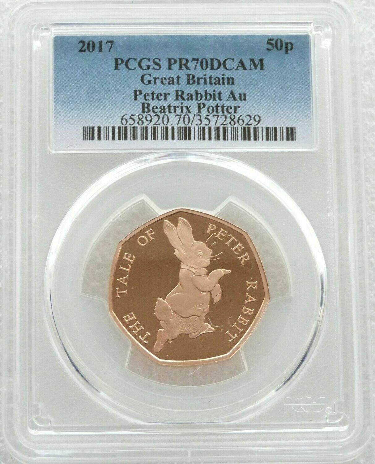 2017 Peter Rabbit 50p Gold Proof Coin PCGS PR70 DCAM