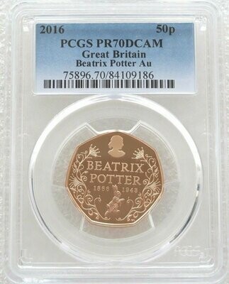 2016 Beatrix Potter 50p Gold Proof Coin PCGS PR70 DCAM