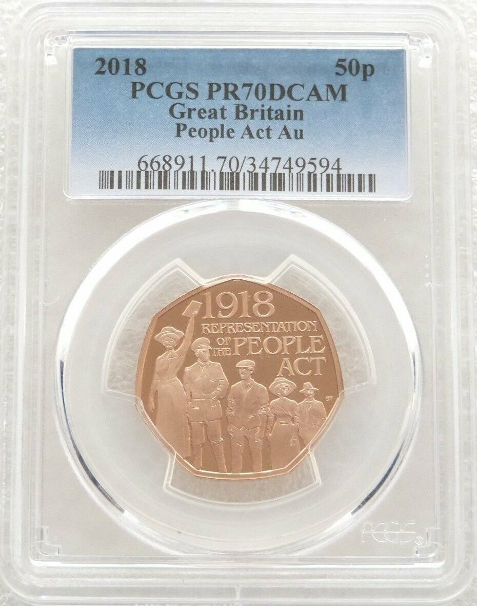 2018 Representation of the People Act 50p Gold Proof Coin PCGS PR70 DCAM