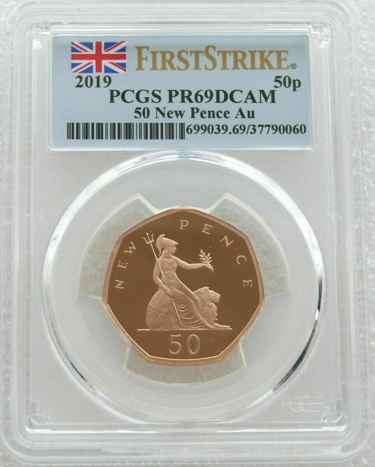 2019 Britannia New Pence 50p Gold Proof Coin PCGS PR69 DCAM First Strike