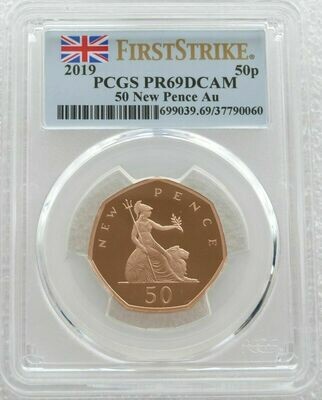 2019 Britannia New Pence 50p Gold Proof Coin PCGS PR69 DCAM First Strike