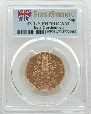 2019 Kew Gardens 50p Gold Proof Coin PCGS PR70 DCAM First Strike - Mintage 71